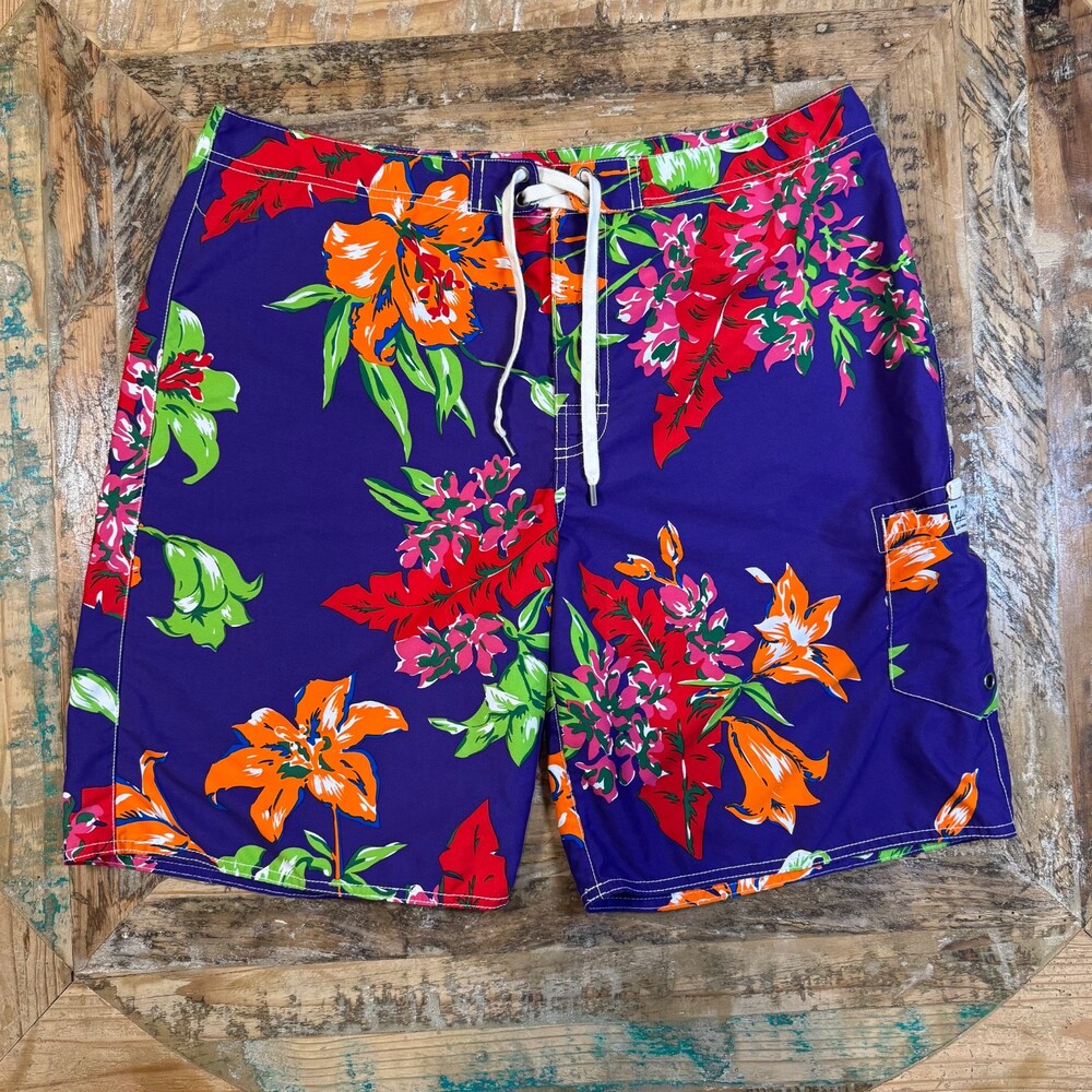 Polo Ralph Lauren Vintage Kailua Tropical Hawaiian Board Shorts 34 Y2K AOP grail